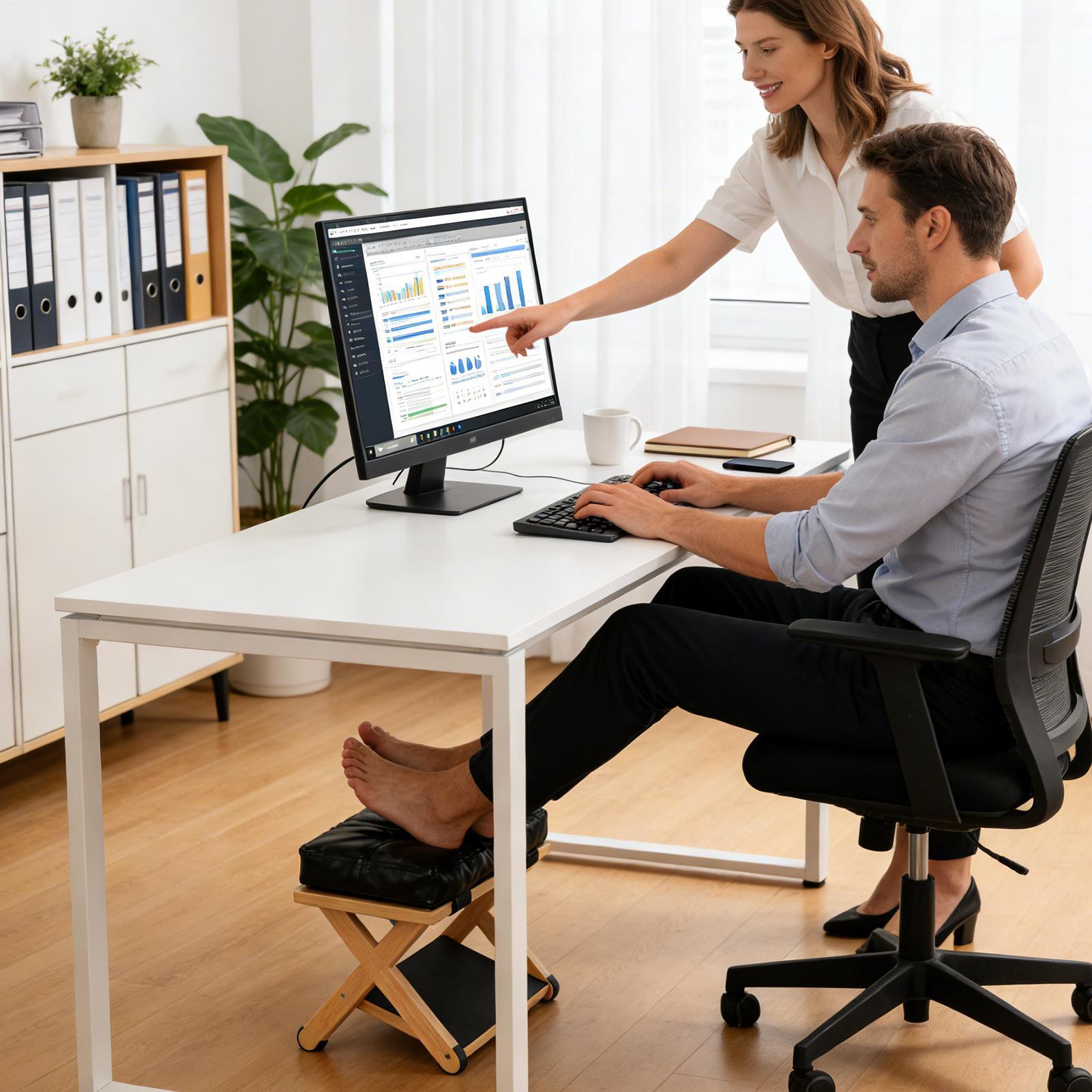 Footrest Under Desk - Masa Altında Ayak Dayanağı Ahşap Çift